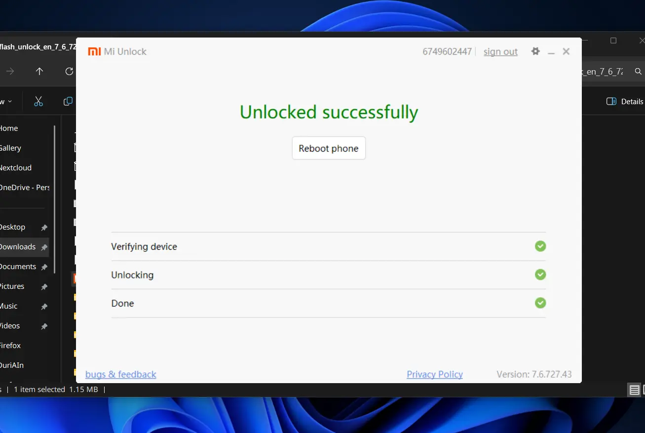 mi unlock